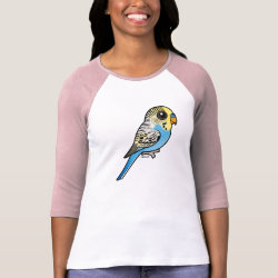 Customizable Blue & Yellow Budgie Ladies Raglan Fitted T-Shirt