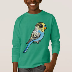 Customizable Blue & Yellow Budgie Kids' Basic Long Sleeve T-Shirt