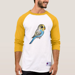 Customizable Blue & Yellow Budgie Men's Champion Raglan 3/4 Sleeve Shirt