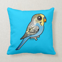 Customizable Blue & Yellow Budgie Cotton Throw Pillow