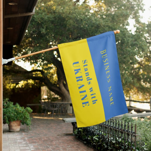 Blue Yellow Business Ukraine Garden Flag (In SItu)