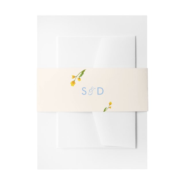 Blue & Yellow buttercup editable wedding Invitation Belly Band (Front Example)
