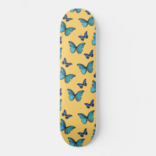 Blue Yellow Butterfly Glam #1 Skateboard