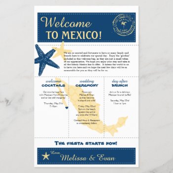 Blue Yellow Cabo Mexico Wedding Welcome Letter by labellarue at Zazzle