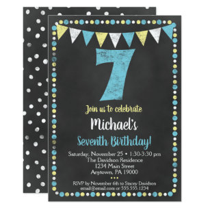 7 Year Old Party Invitations | Zazzle