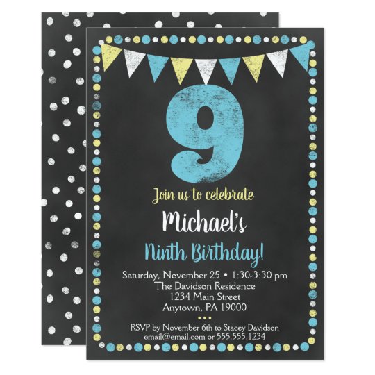 birthday 9th wording party for invitation Birthday  Invitations  & 9th Announcements Zazzle