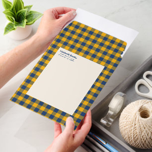 Blue Yellow Check Business Return Address Custom Envelope Mailers