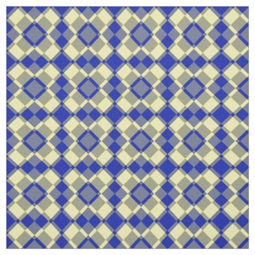 Blue Yellow Checker Argyle Pattern Fabric