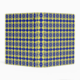 Blue Yellow Checker Argyle Pattern Mini Binder