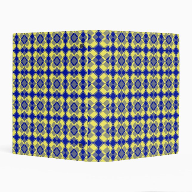 Blue Yellow Checker Argyle Pattern Mini Binder (Background)