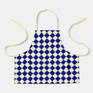 Blue Yellow Checker Diamond Pattern Apron
