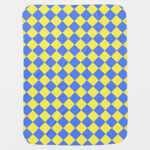 Blue Yellow Checker Diamond Pattern Baby Blanket