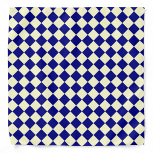 Blue Yellow Checker Diamond Pattern Bandana