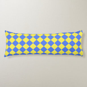 Blue Yellow Checker Diamond Pattern Body Pillow