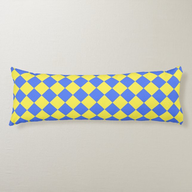 Blue Yellow Checker Diamond Pattern  Body Pillow (Front)