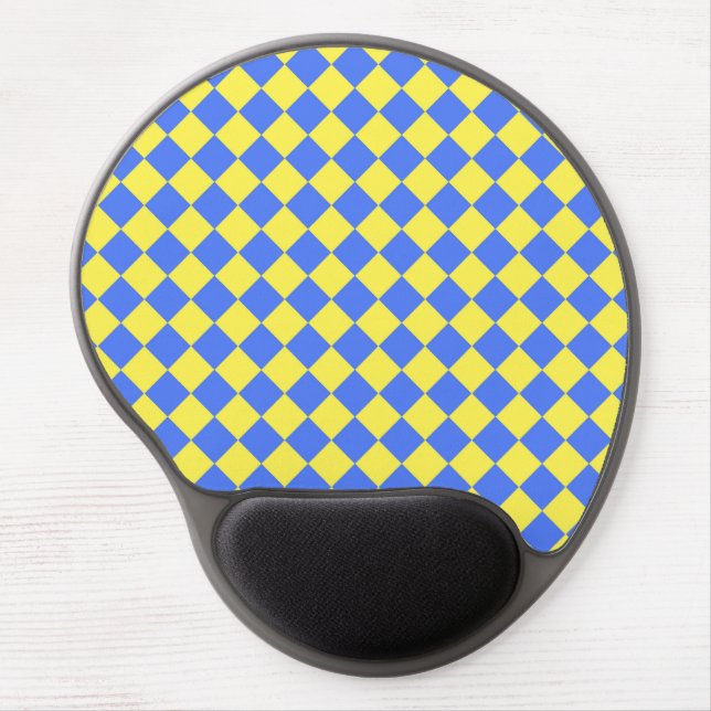 Blue Yellow Checker Diamond Pattern  Gel Mouse Pad (Front)
