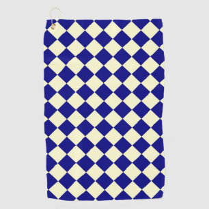 Blue Yellow Checker Diamond Pattern Golf Towel