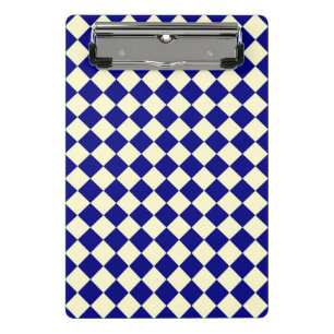 Blue Yellow Checker Diamond Pattern Mini Clipboard