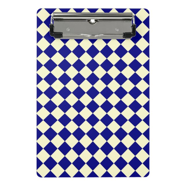 Blue Yellow Checker Diamond Pattern  Mini Clipboard (Front)