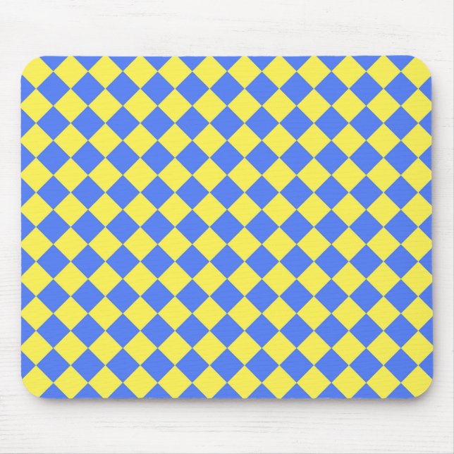 Blue Yellow Checker Diamond Pattern  Mouse Pad (Front)