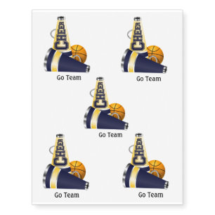 Blue & Yellow Cheerleader Temporary Tattoo