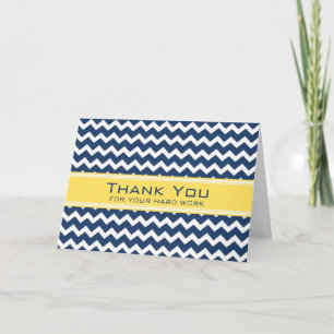 Blue Yellow Chevron Employee Anniversary Card