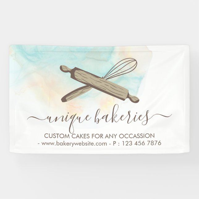 Blue Yellow Circle Baker Cake Makers Banner (Horizontal)