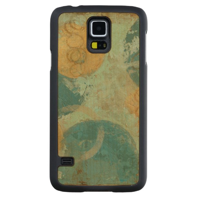 Blue & Yellow Circles Carved Maple Galaxy S5 Slim Case (Back)