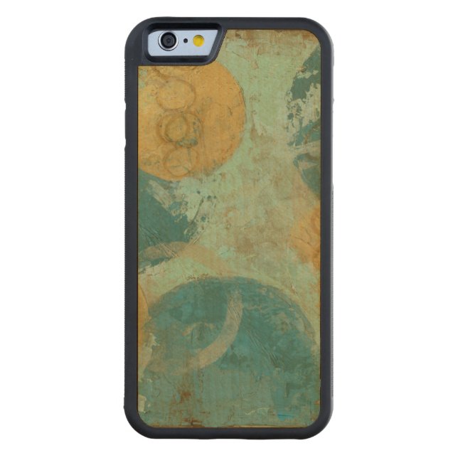 Blue & Yellow Circles Carved Wood iPhone Case (Back)