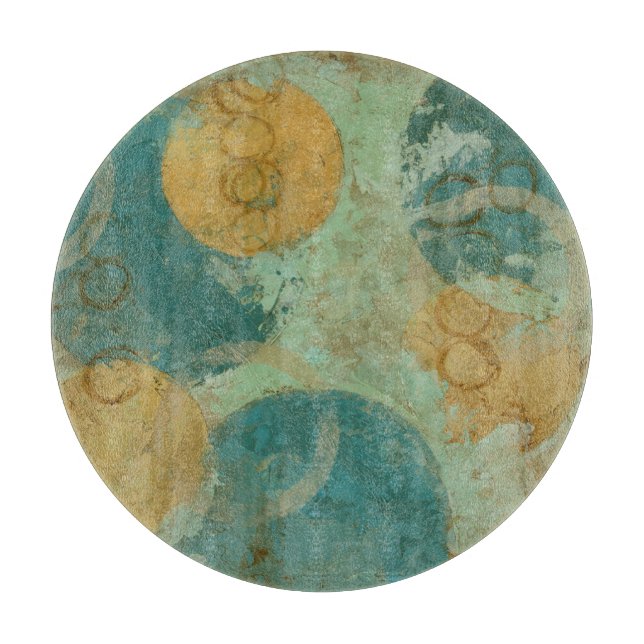 Blue & Yellow Circles Cutting Board (Front)