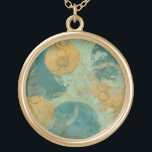 Blue & Yellow Circles Gold Plated Necklace<br><div class="desc">Blue and yellow circles populate this amazing work by Megan Meagher. A key lime green serves as the background for the colorful circles. Get a copy of this great print today!</div>