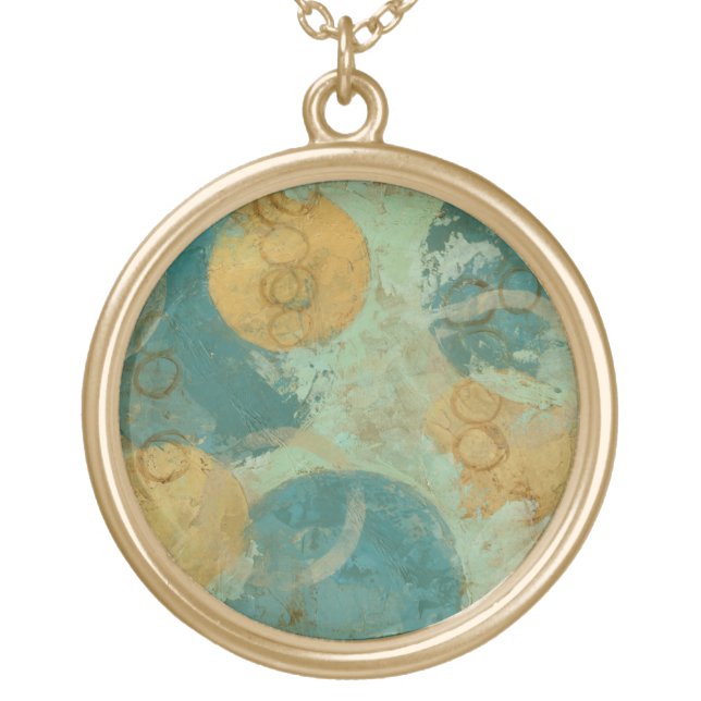 Blue & Yellow Circles Gold Plated Necklace (Front)