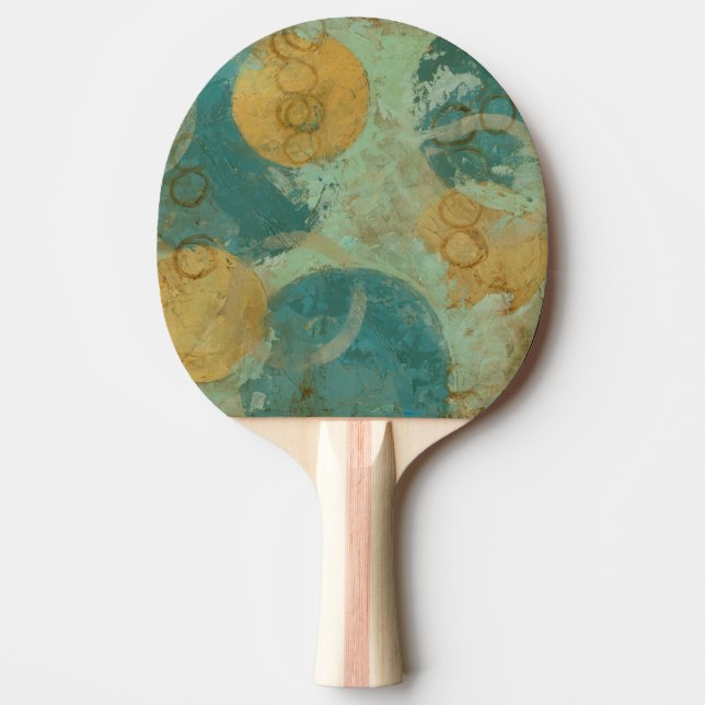 Blue & Yellow Circles Ping-Pong Paddle (Front)