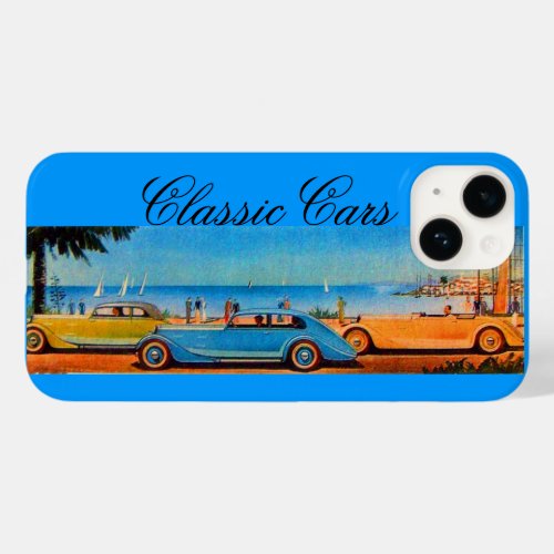 BLUE YELLOW CLASSIC  VINTAGE CARS IN SUMMER Case_Mate iPhone 14 CASE