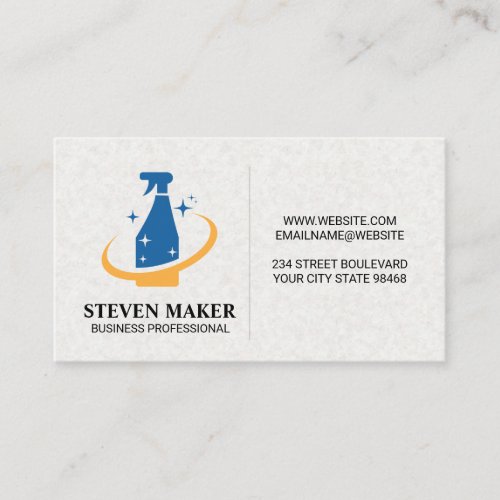 Blue Yellow Cleaning Spray Logo Business Card