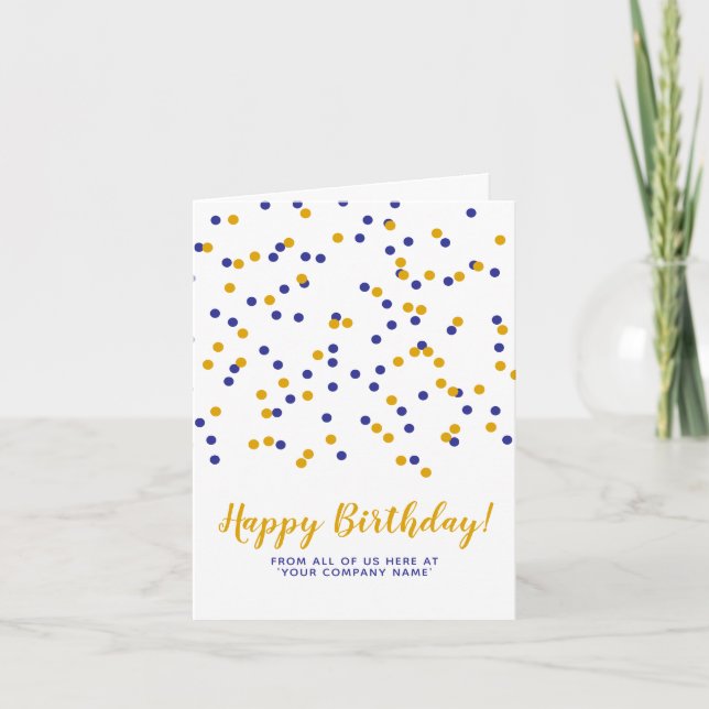 Blue Yellow Confetti Custom SVG Happy Birthday Card (Front)