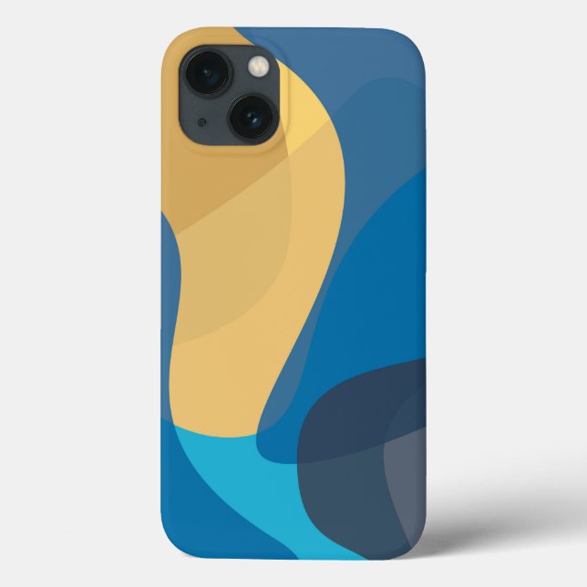 Blue, yellow, cool, trendy urban wavy illustration Case-Mate iPhone case (Back)