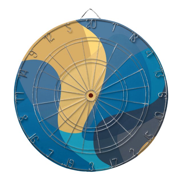Blue, yellow, cool, trendy urban wavy illustration dart board (Front)