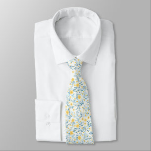 Blue Yellow Cottagecore Neck Tie
