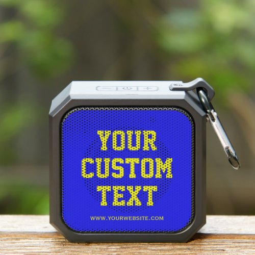 Blue Yellow Custom Text and Website Cool Compact  Bluetooth Speaker