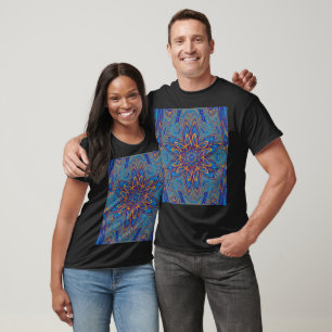 Blue Yellow Daisy Bohemian Floral Graphic T-Shirt
