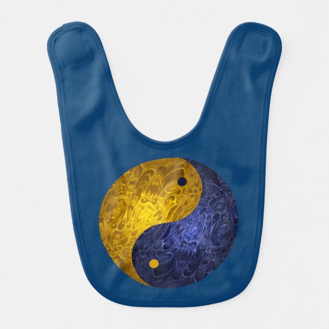 Blue Yellow Demon Yin Yang Baby Bib (Front)