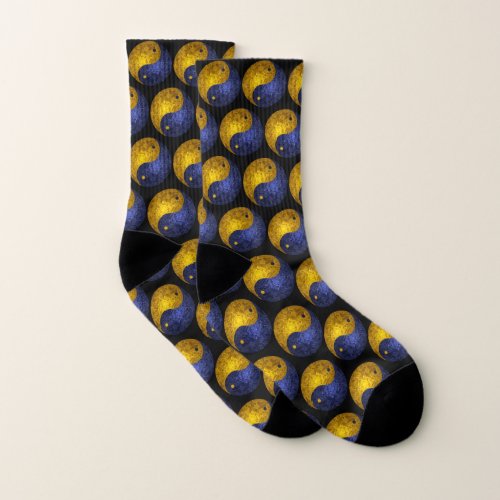 Blue Yellow Demon Yin Yang Socks