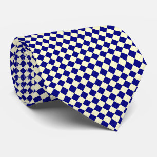 Blue Yellow Diamond Checker Pattern Neck Tie