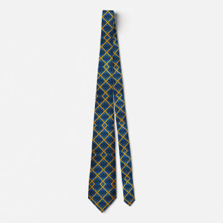 Blue Yellow Diamond Pattern Neck Tie