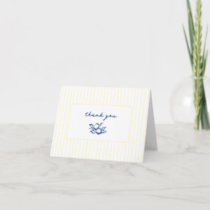 Blue & Yellow Doodle Lemons Bridal Shower Letterpress Thank You Card