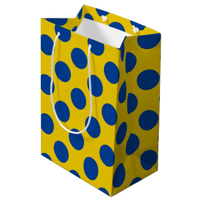 blue yellow dots medium gift bag (Back Angled)