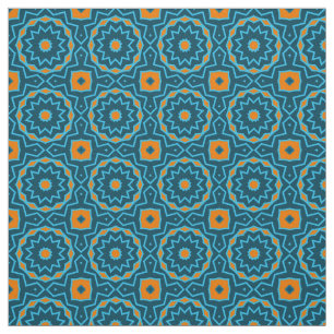 Blue & Yellow Elegant Boho Geometric Pattern Fabric
