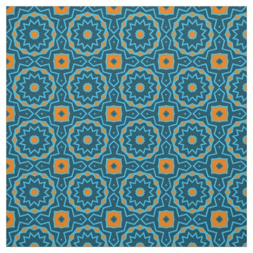 Blue & Yellow Elegant Boho Geometric Pattern Fabric