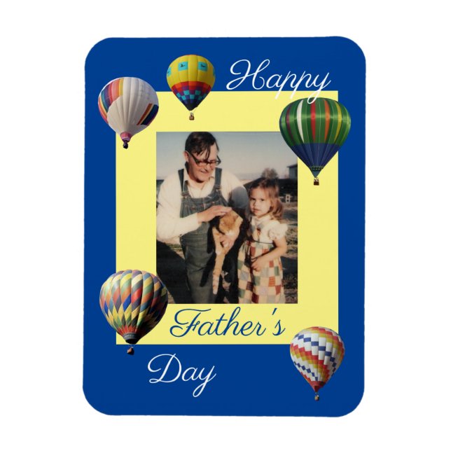 Blue Yellow Father's Day Hot Air Balloons Photo Magnet (Vertical)